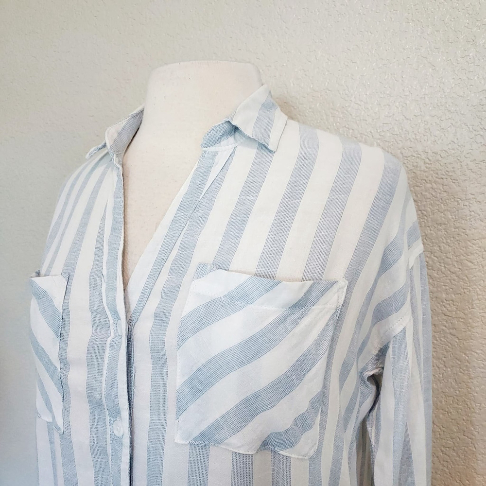 Thread & Supply Blue & White Striped Button Up Size XS - Picture 5 of 11